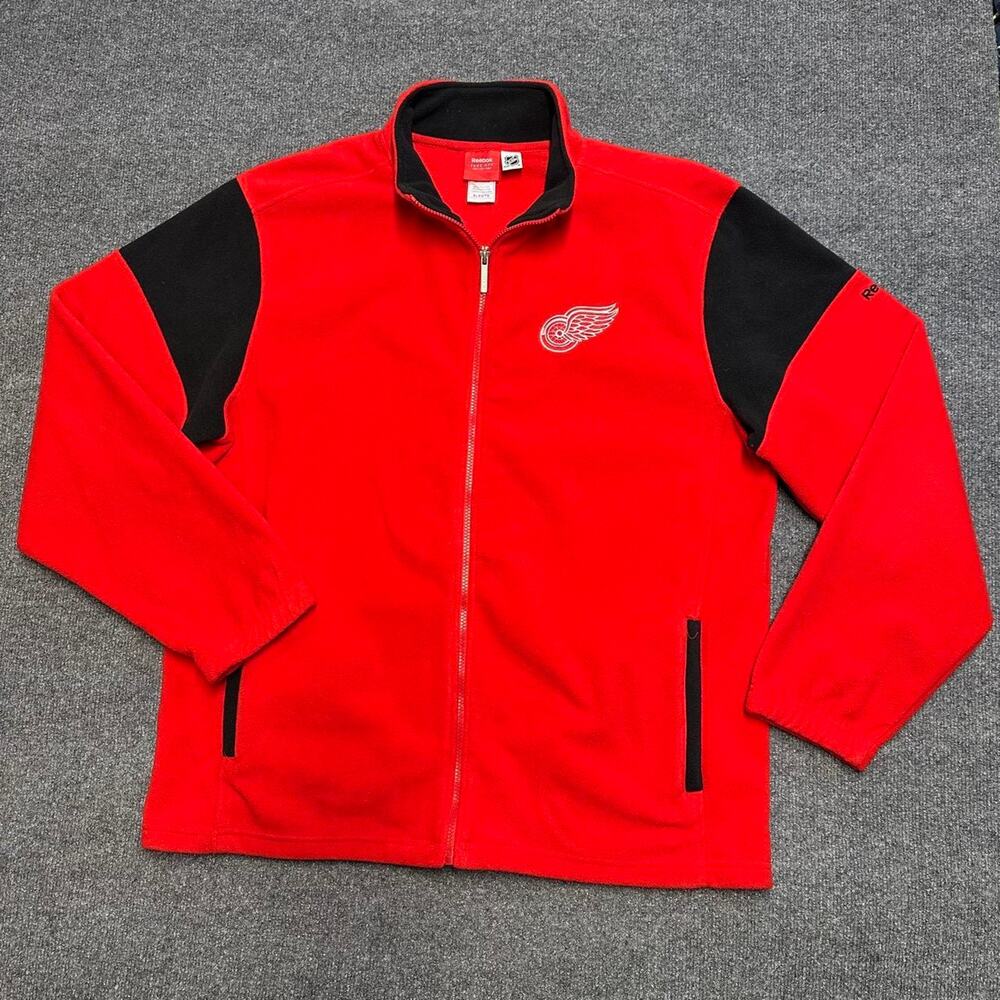 Vtg Y2K NHL Detroit Red Wings Men’s Polar Fleece Sweatshirt Retro Full Zip XL